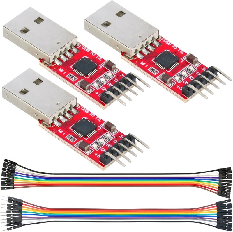 MTDELE 3 Pcs CP2102 2.0 USB to TTL 5PIN Serial Port Adapter Module Compatible with for UART STC 3.3V and 5V with Dupont Wire - Image 1